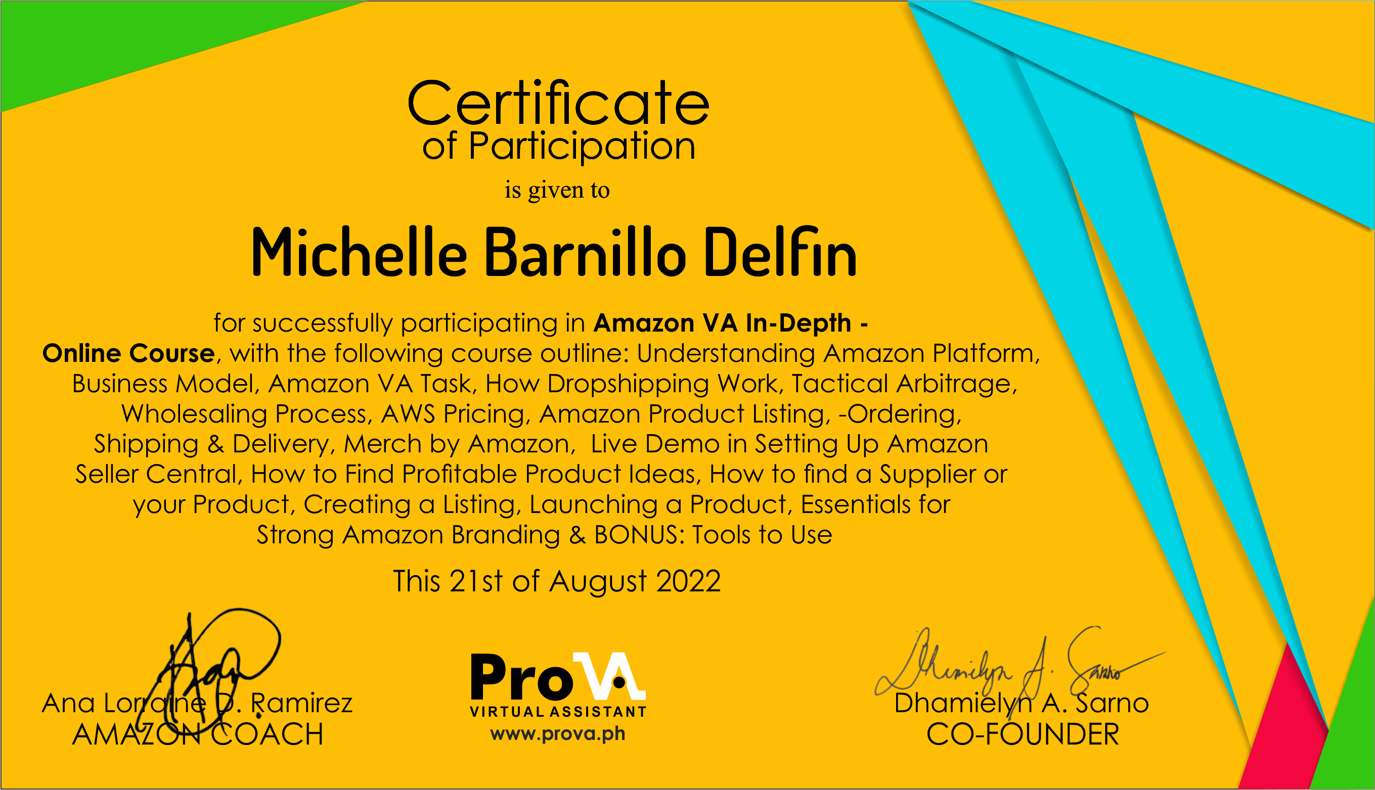 Certificate of Participation - Amazon