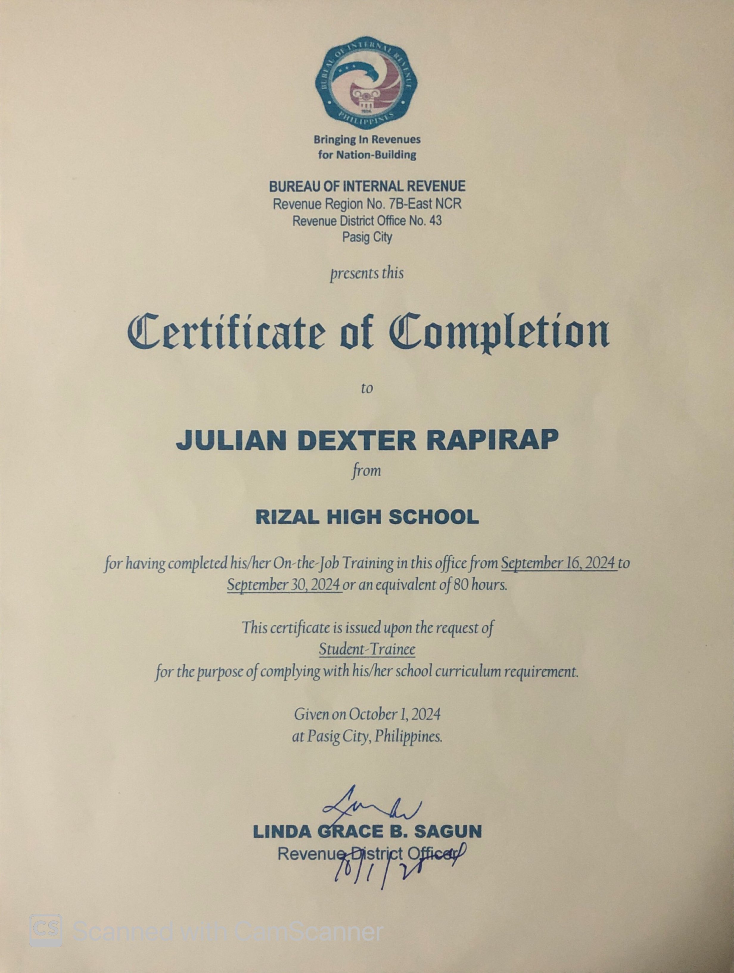BIR Certificate