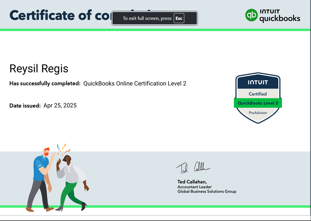 QB Online ProAdvisor Lvl 2