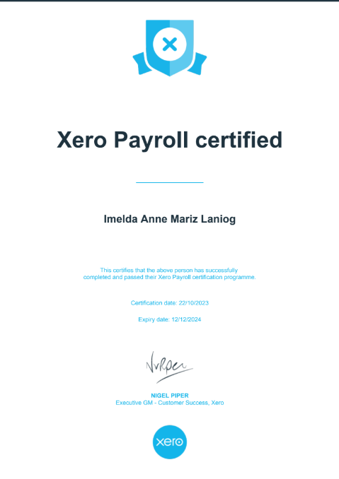 Xero Payroll Certified