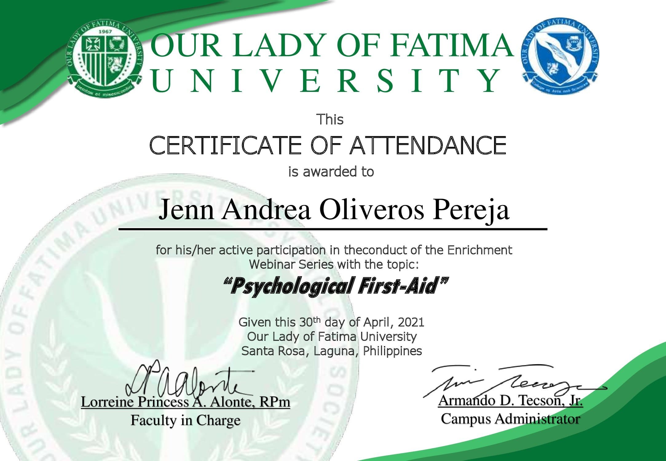 Psychological First Aid