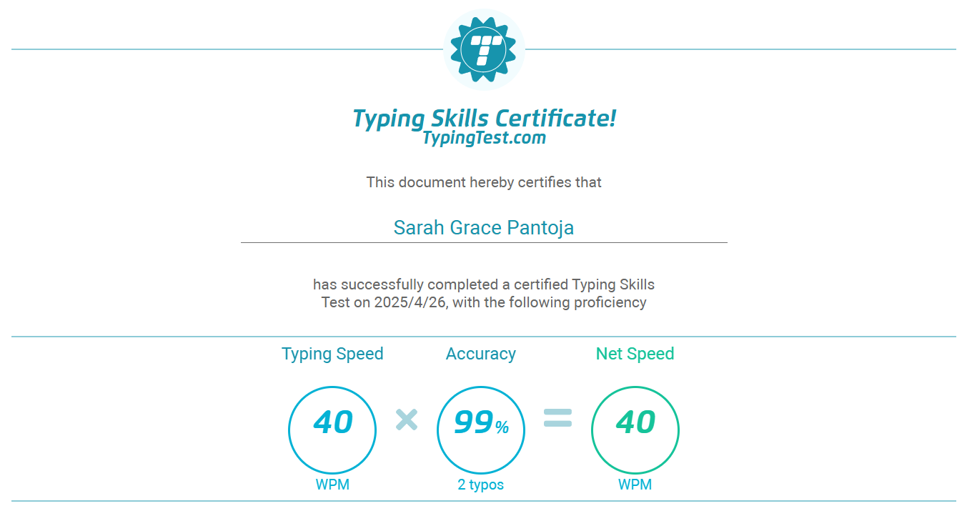 Typing Test Certification