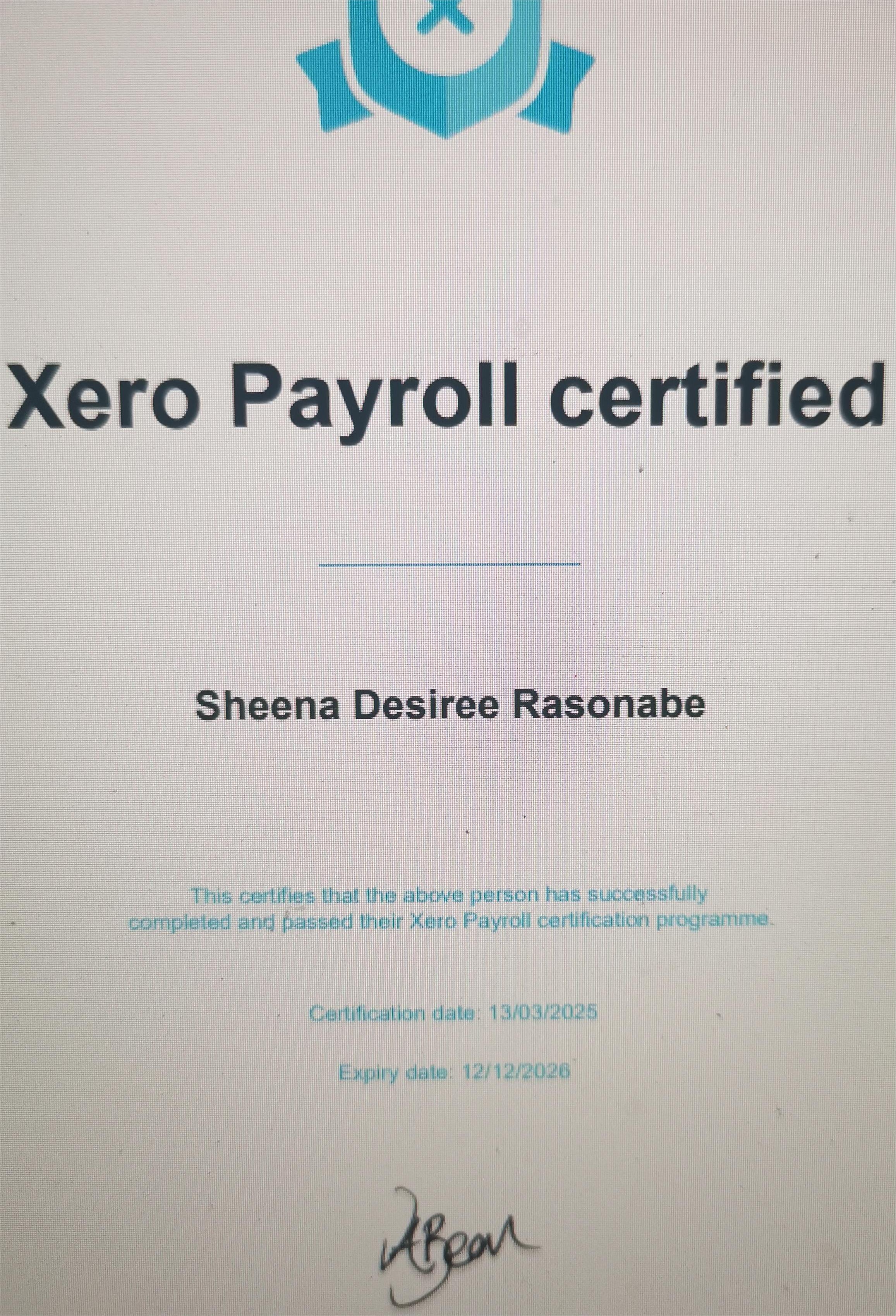 Xero Payroll Certified