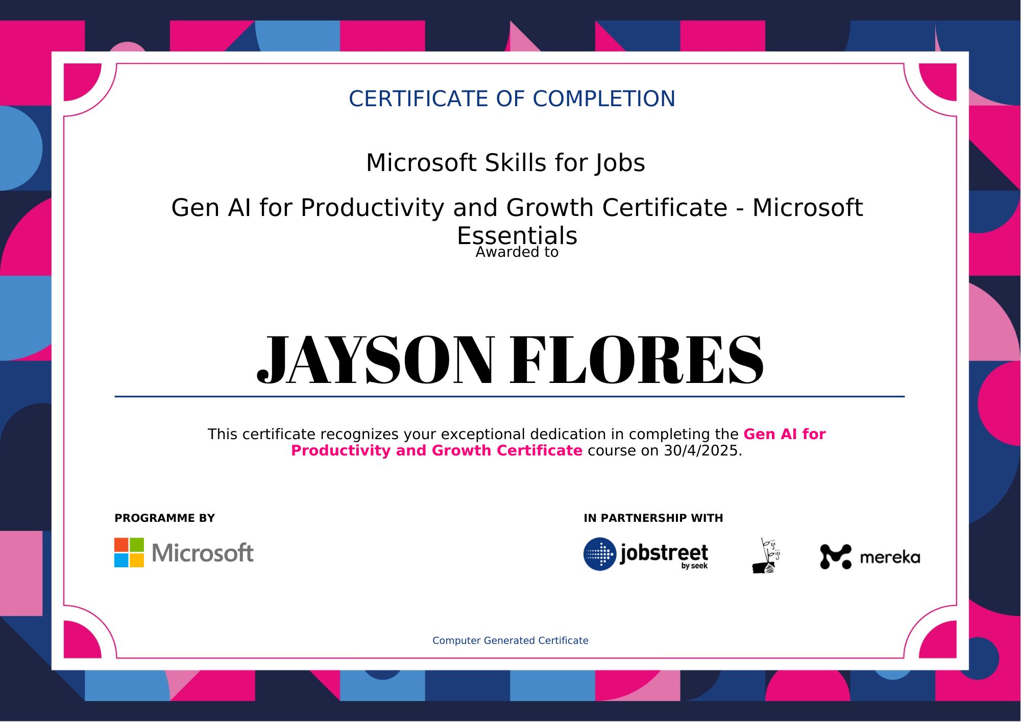 Gen AI for Productivity and Growth Certificate