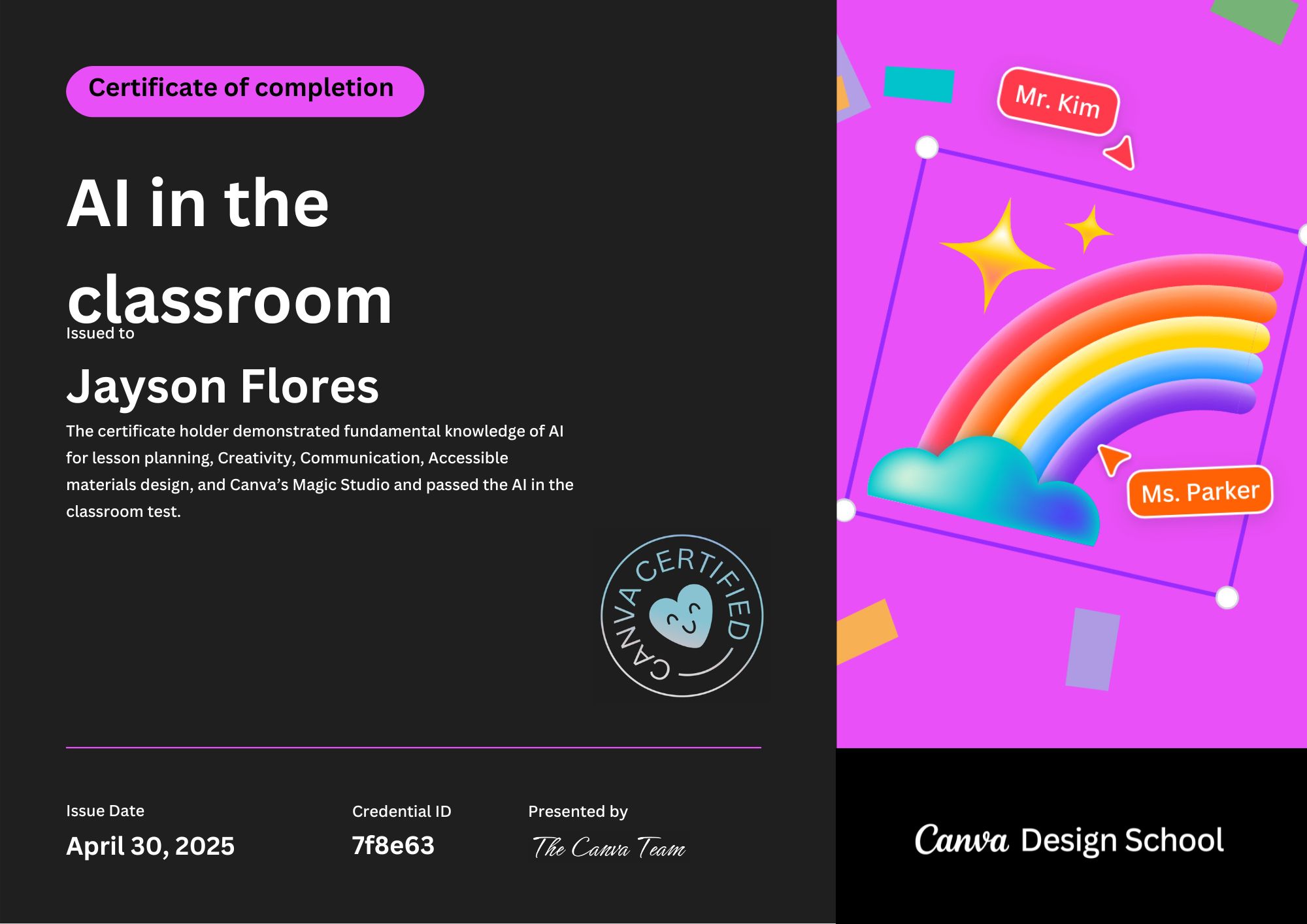 AI in the classroom Certificate