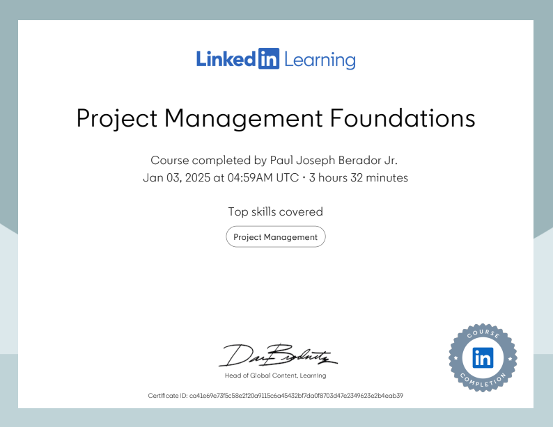 Project Management Foundation Certificate