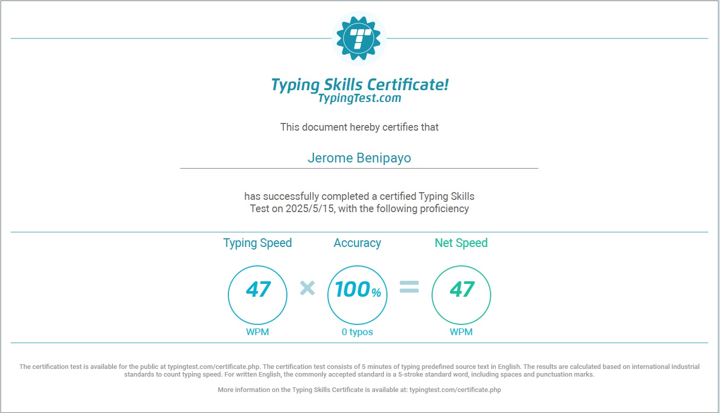 Typing Test Certification