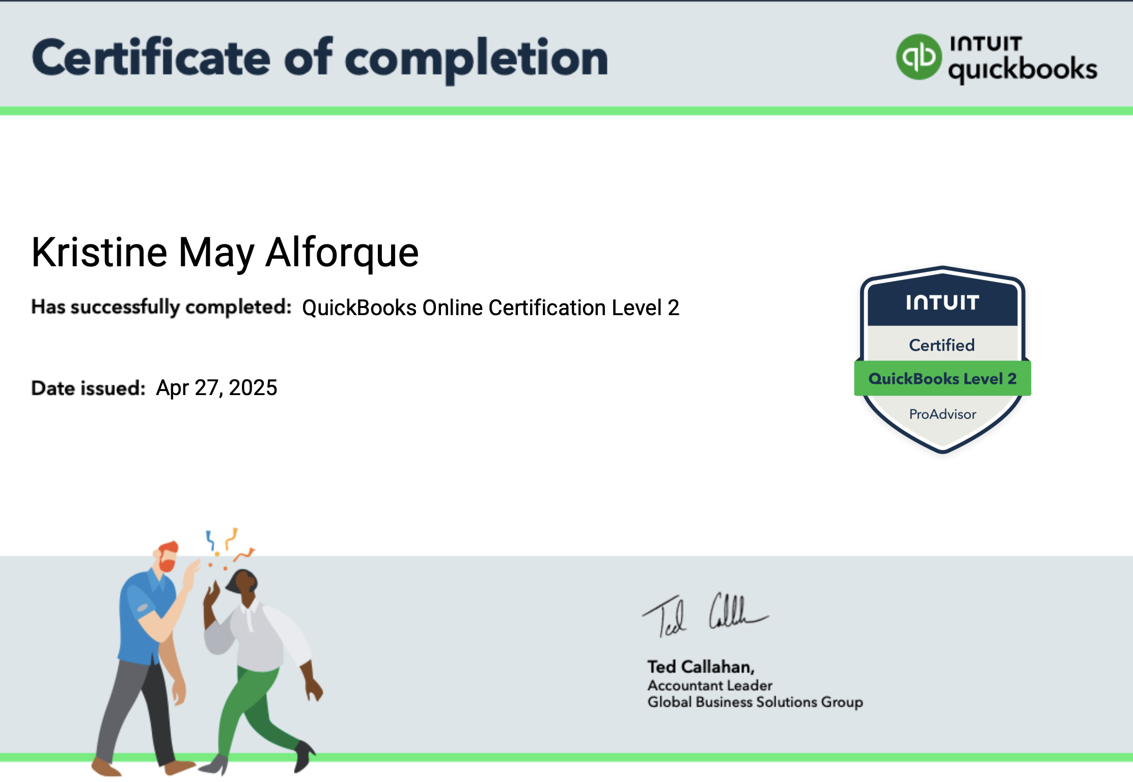 Quickbooks Certification Level 2