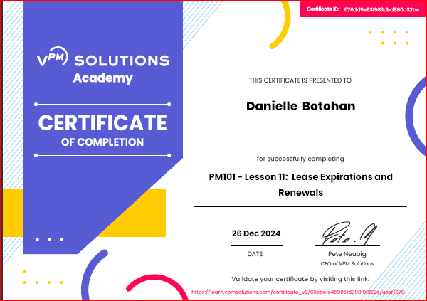 PM Lesson Lease Expirations & Renewals