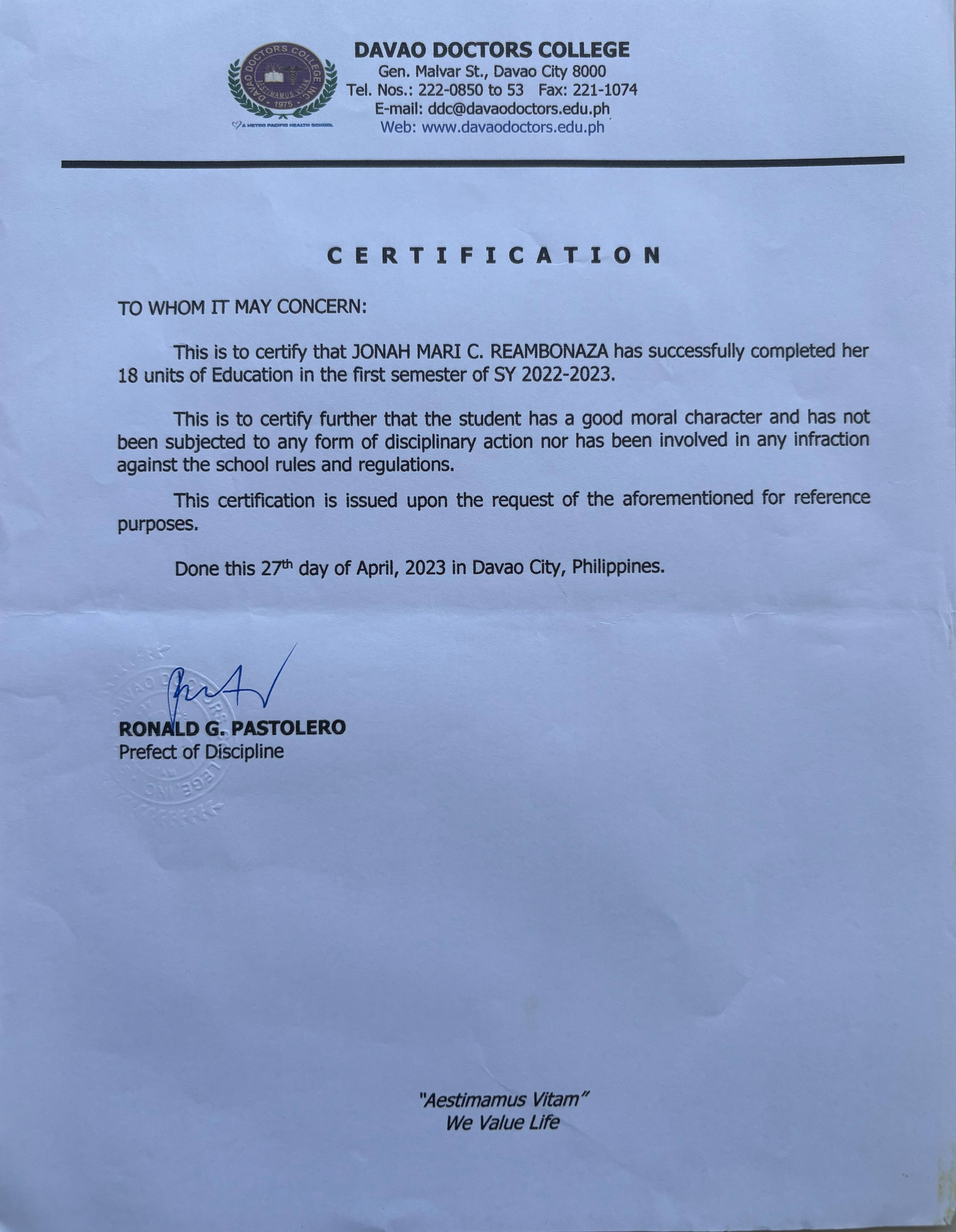 Certificate in Professional Education