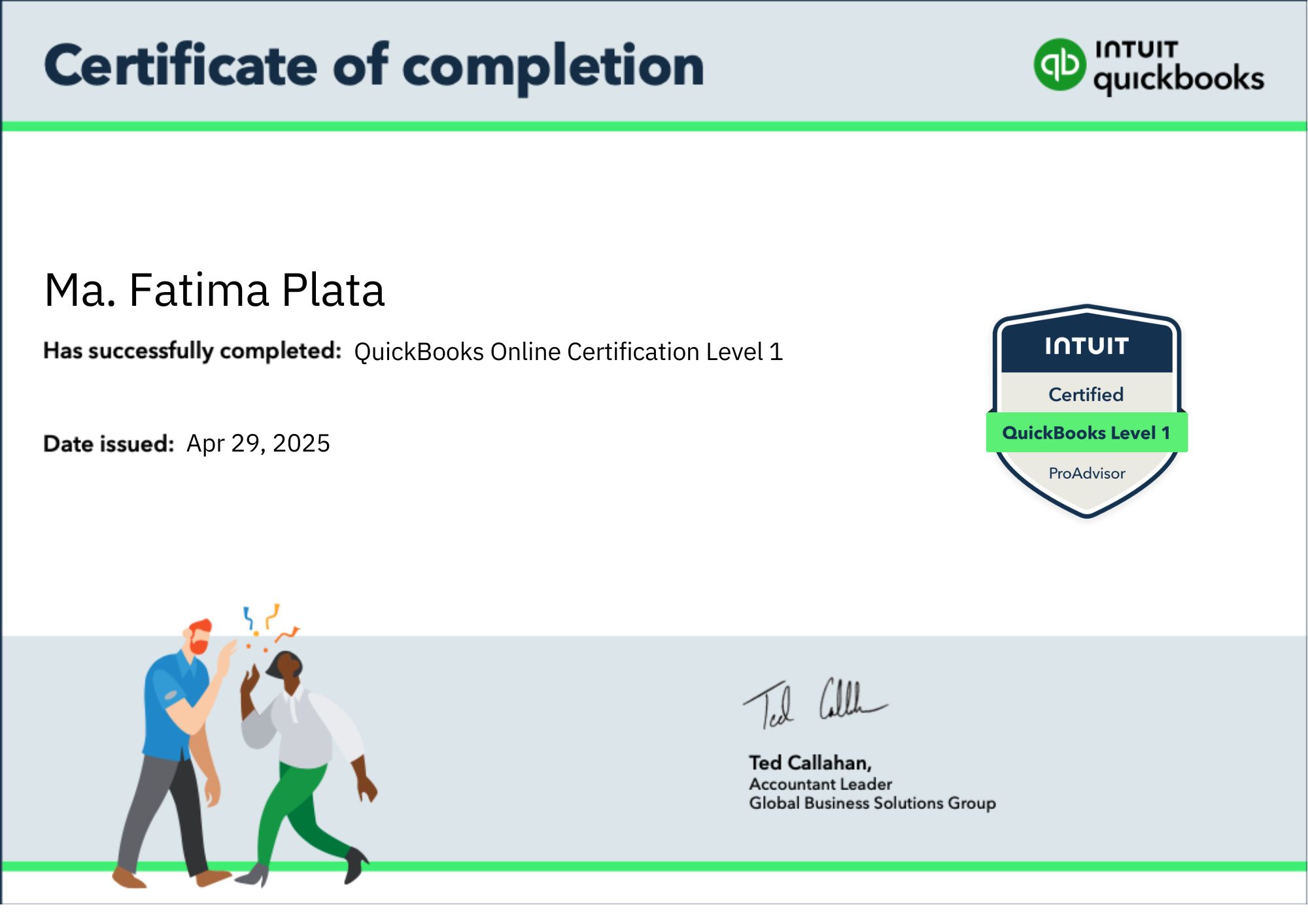 QBO Pro Advisor Certificate