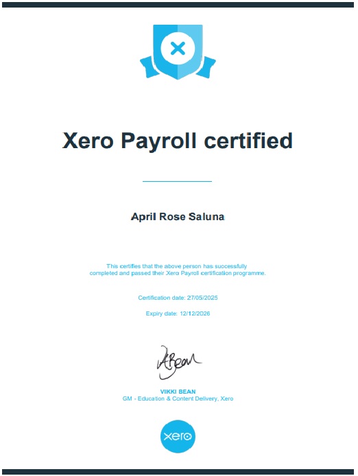 XERO PAYROLL CERTIFIED