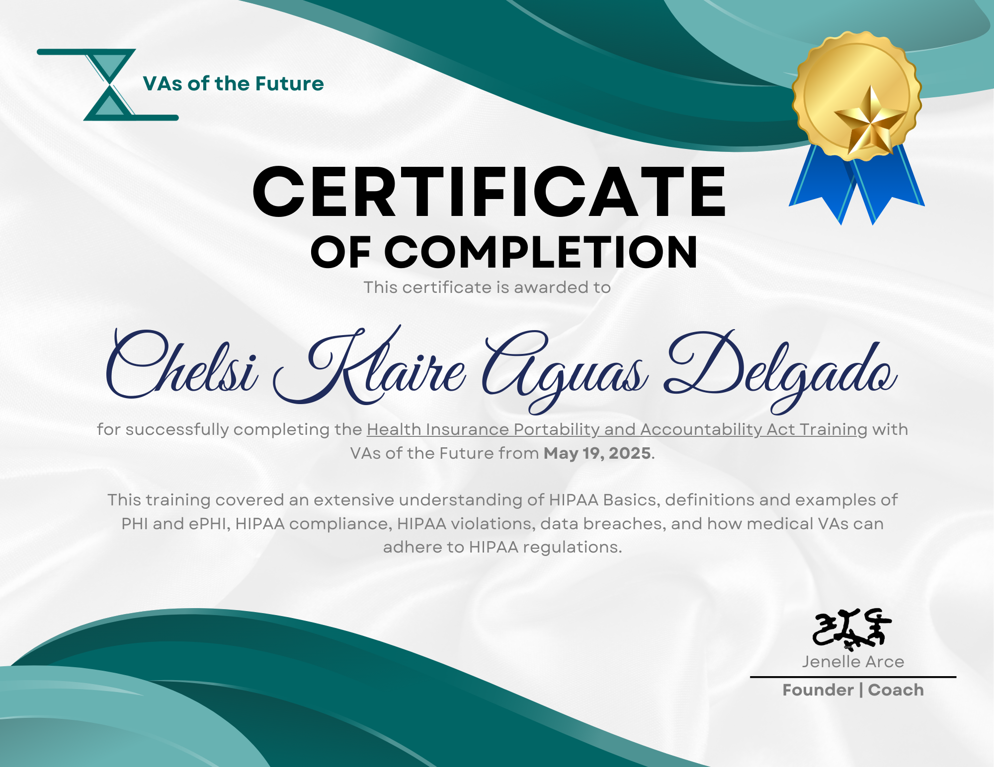 HIPAA CERTIFICATE