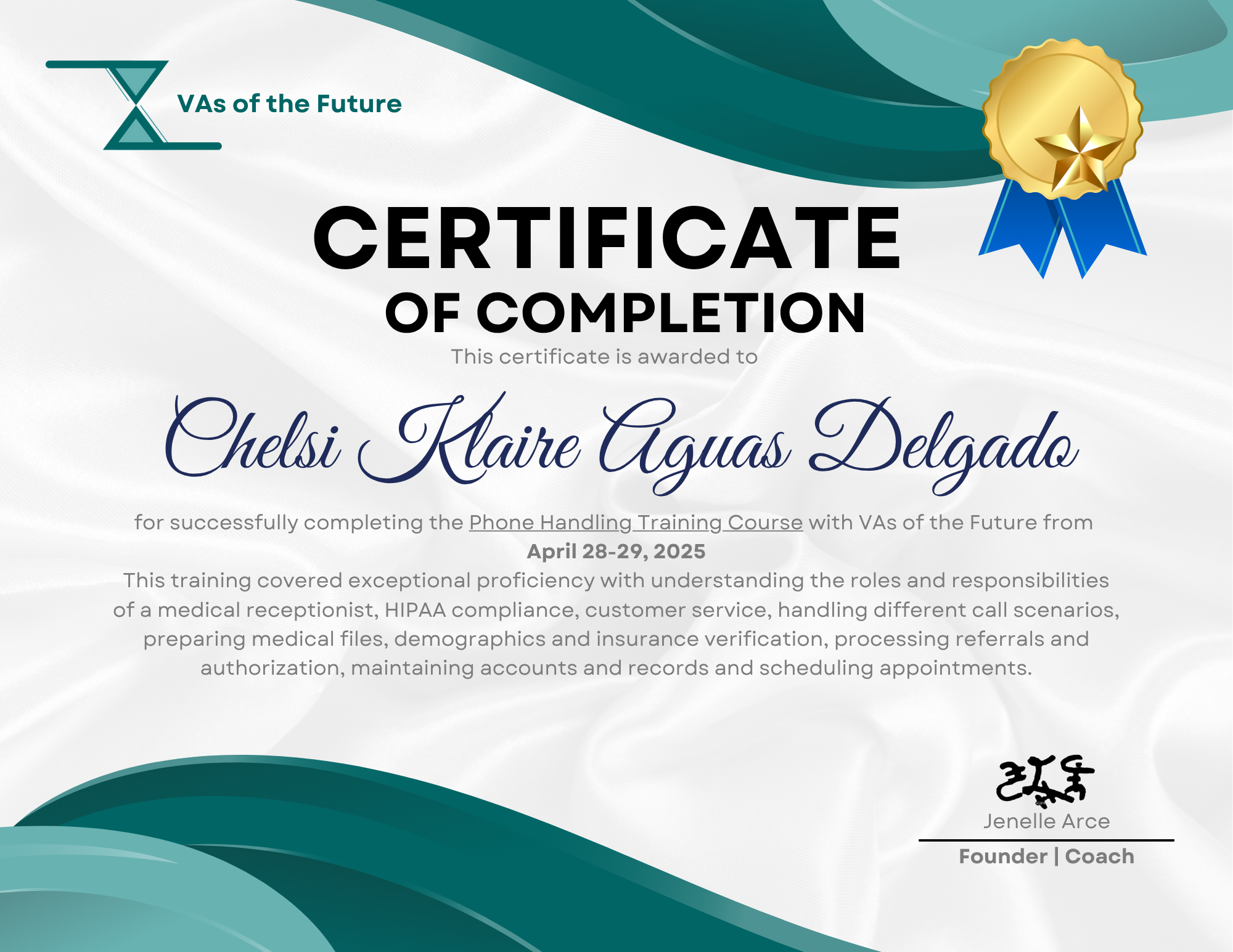 PHONE HANDLING CERTIFICATE