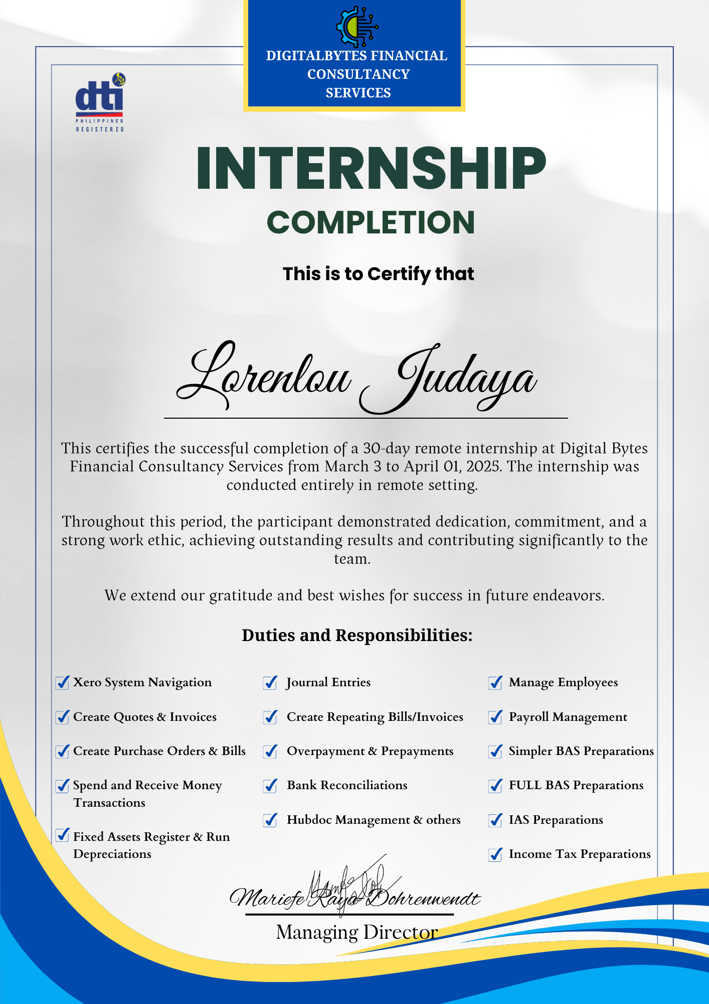 Australian Bookkeeping Internship