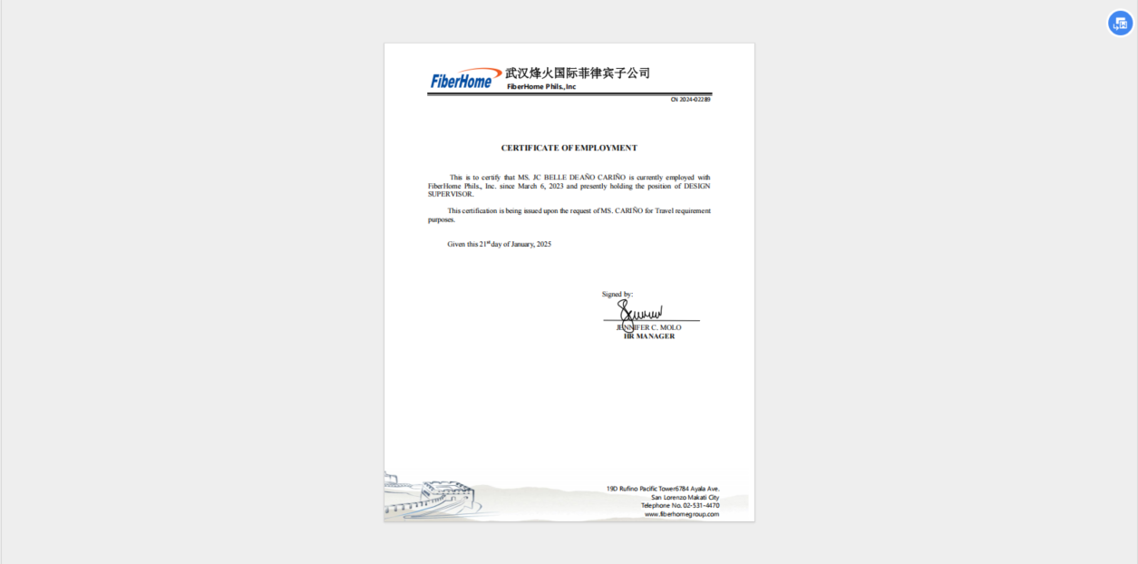 COE under Fiberhome Phils., Inc.