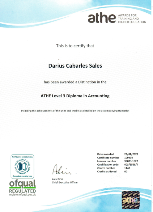 ATHE Level 3 Diploma in Accounting