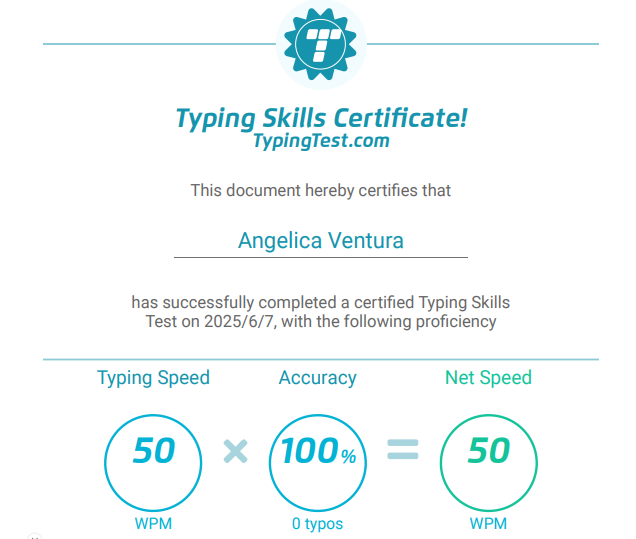 TYPING SKILLS CERTIFICATE