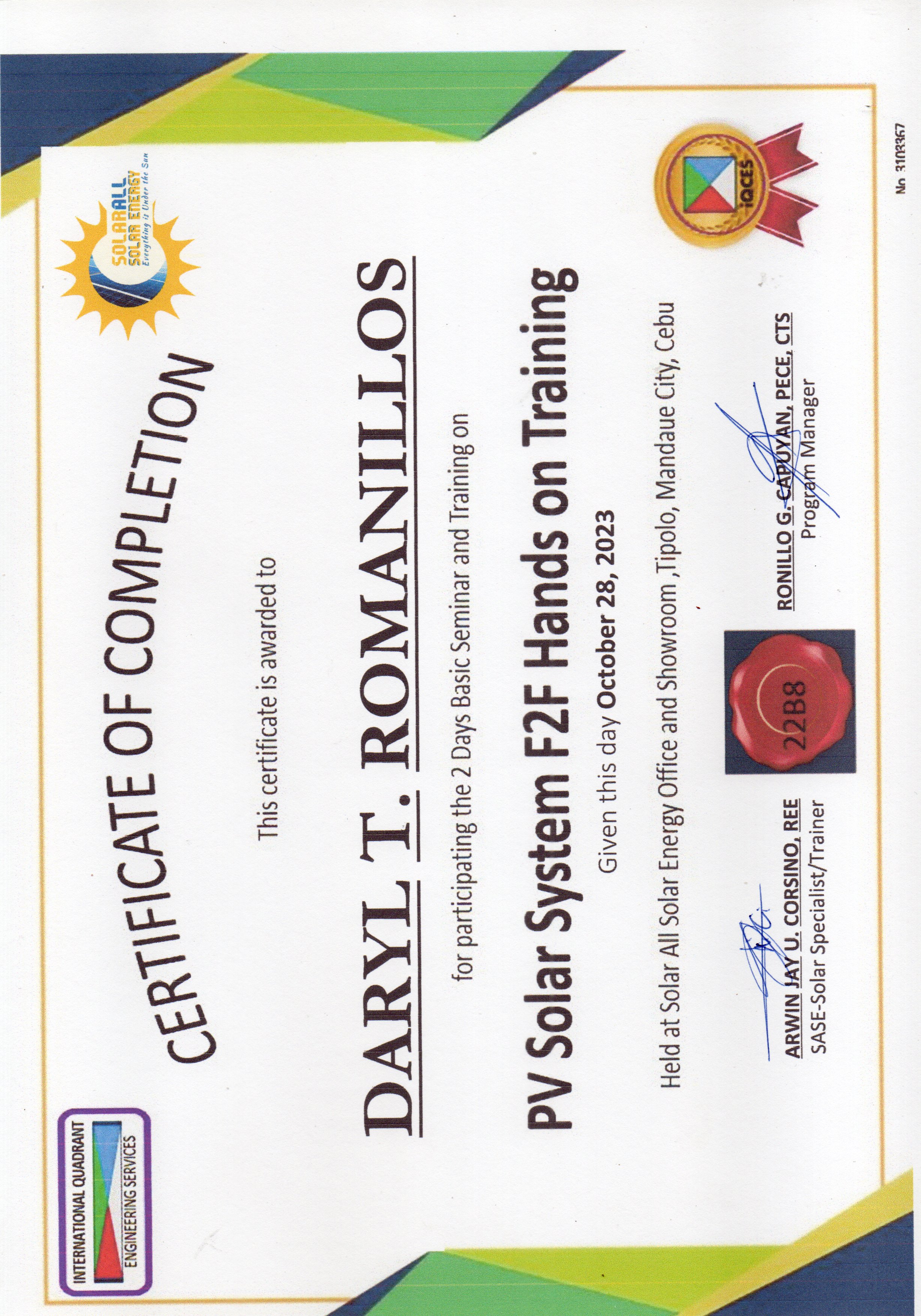 PV Solar System F2F Hands on Training