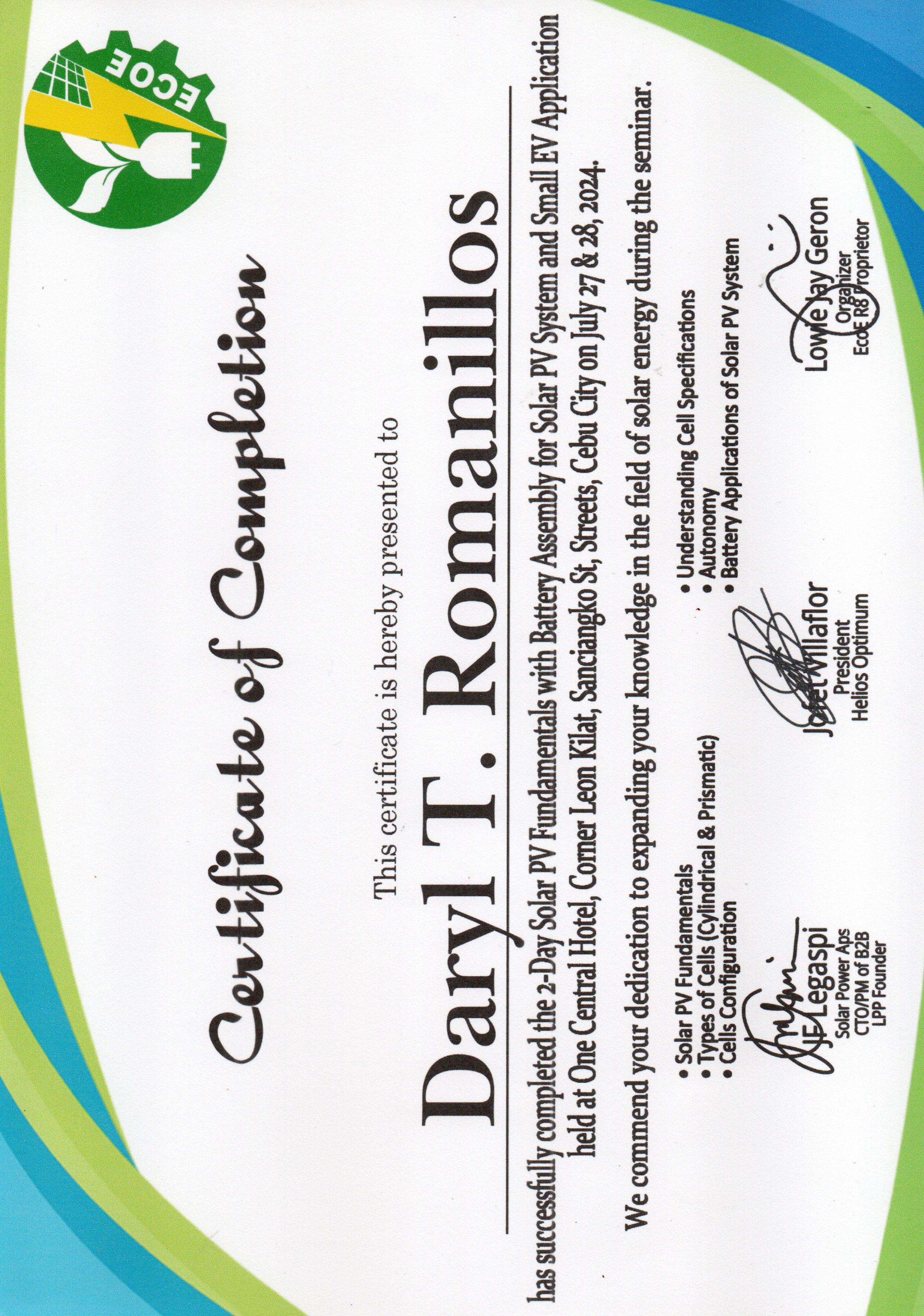 Solar PV Fundamentals with Battery Assembly for Solar PV System and Small EV Application
