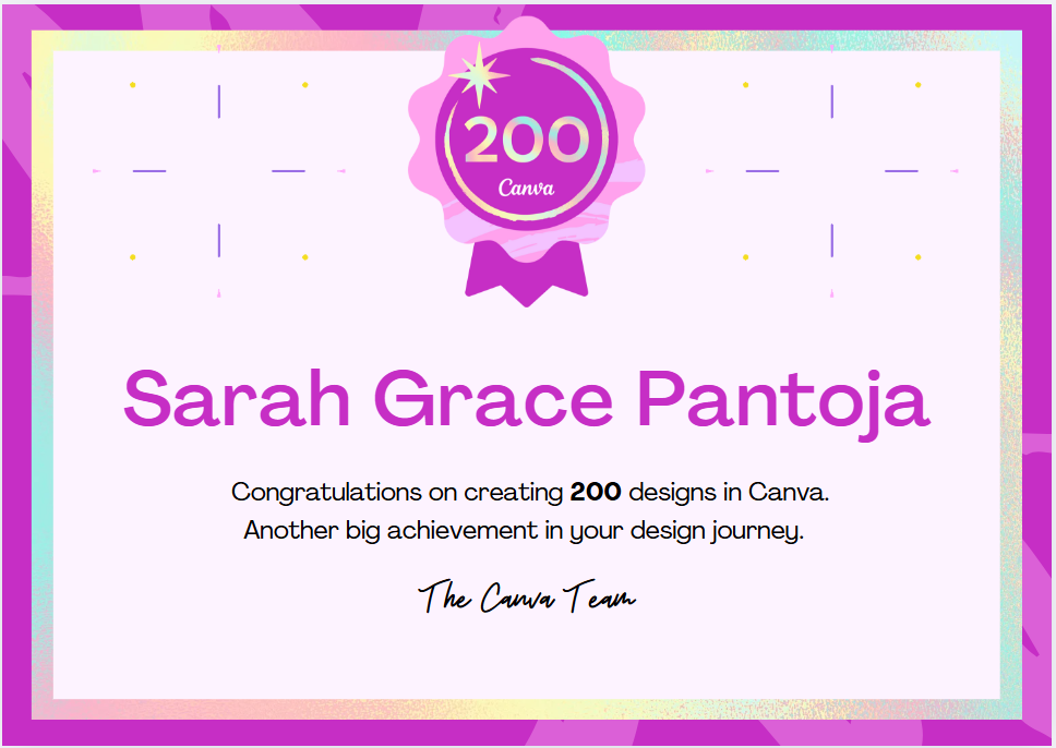 Canva 200 Design Milestone Badge