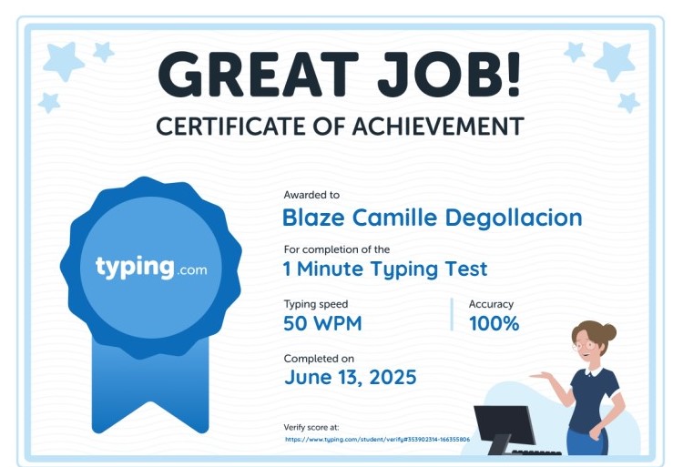 TYPING TEST CERTIFICATE