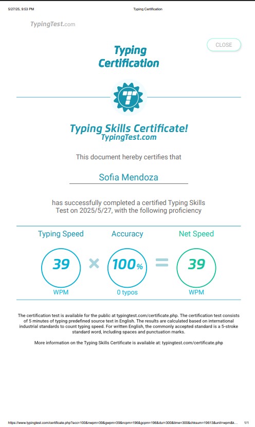 Typing Certification