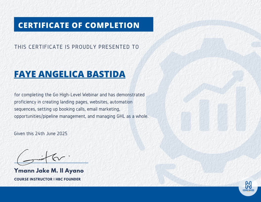GHL Certificate