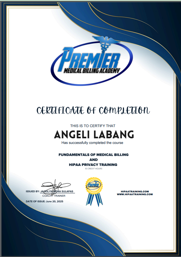 FUNDAMENTALS OF MEDICAL BILLING  AND  HIPAA PRIVACY TRAINING