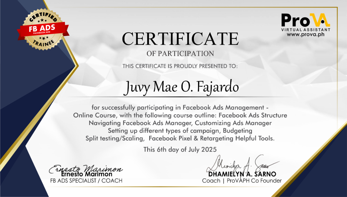 Certificate of Participation