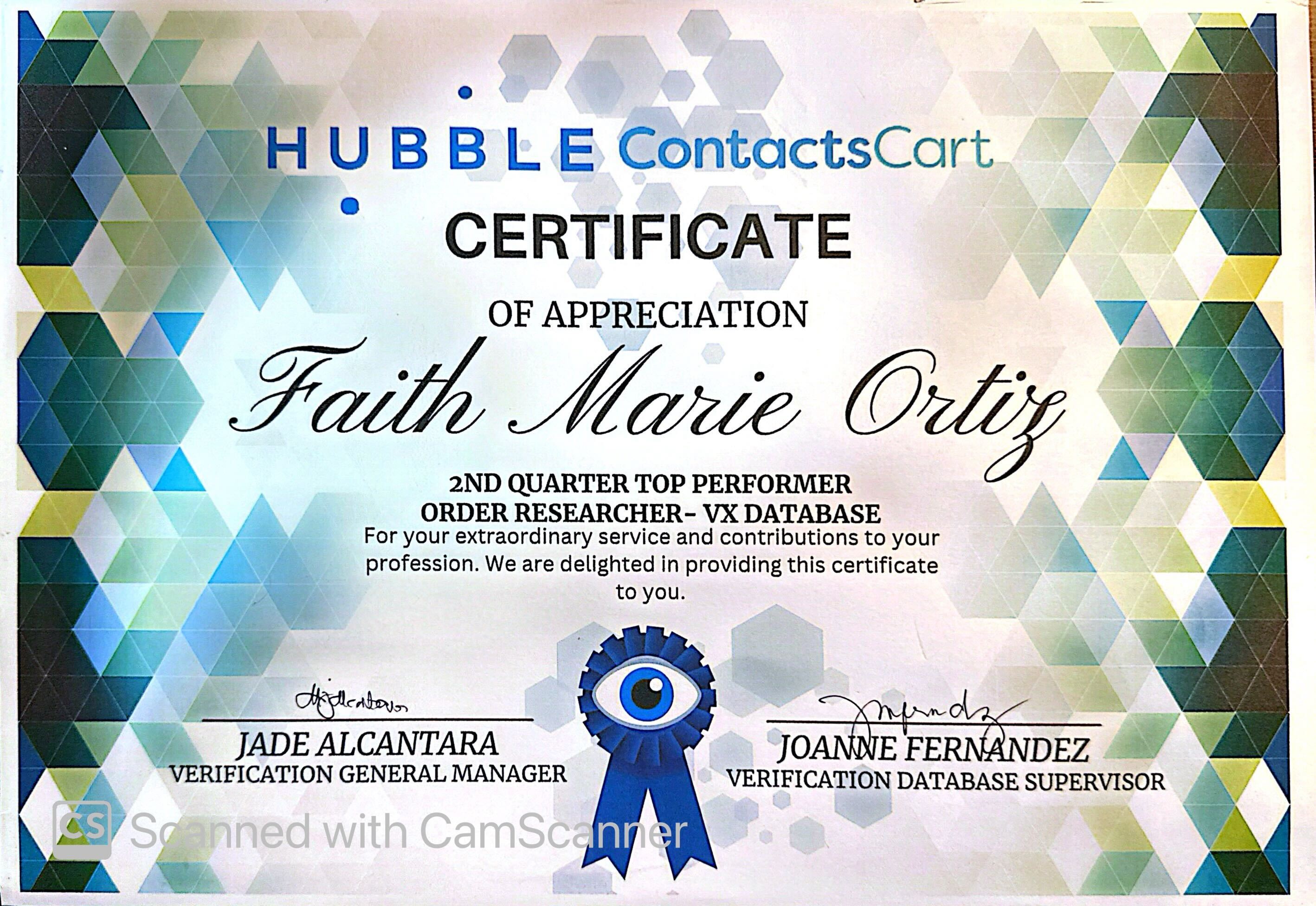 Certificate of Appreciation