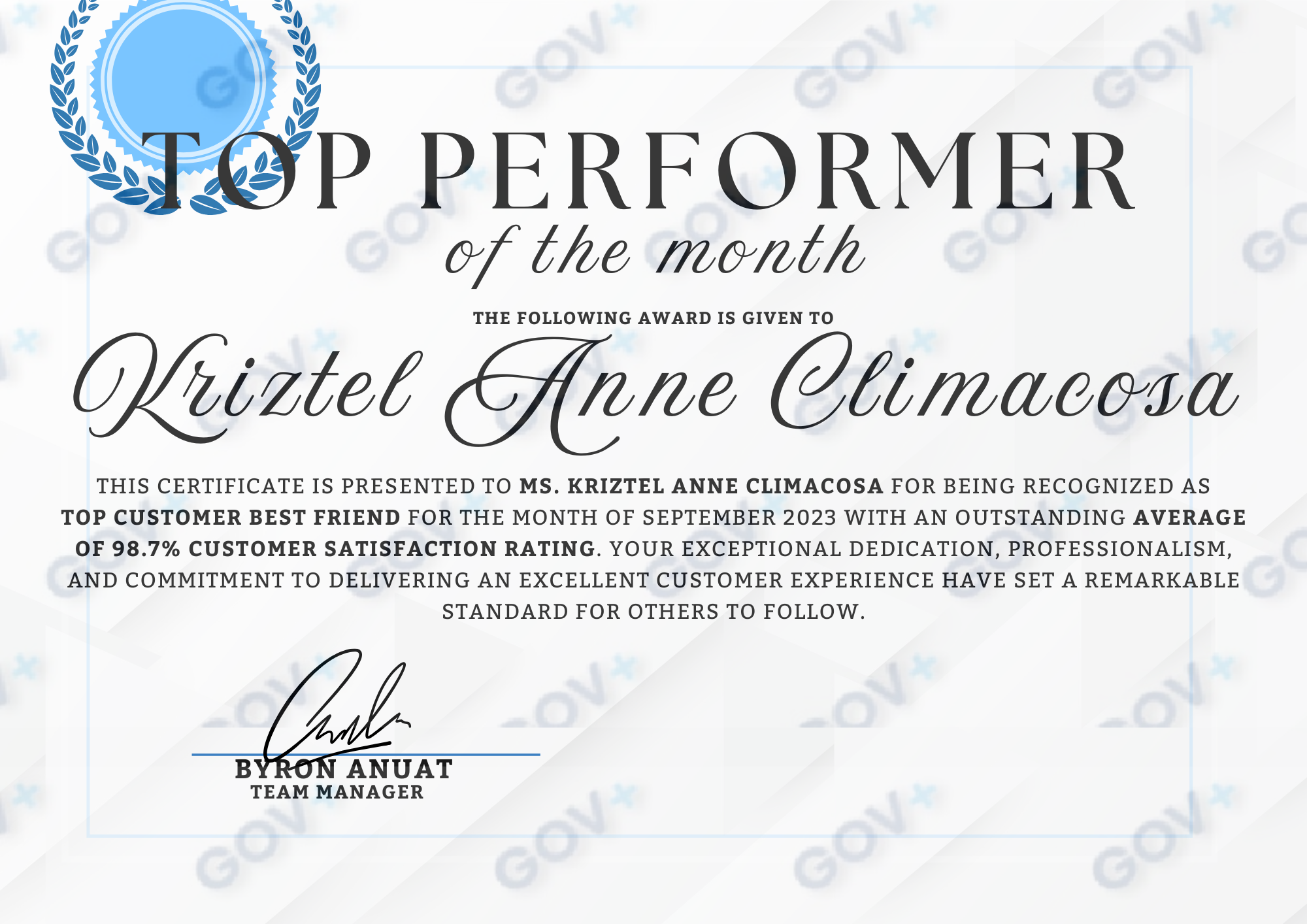 Top  Performer - EIN