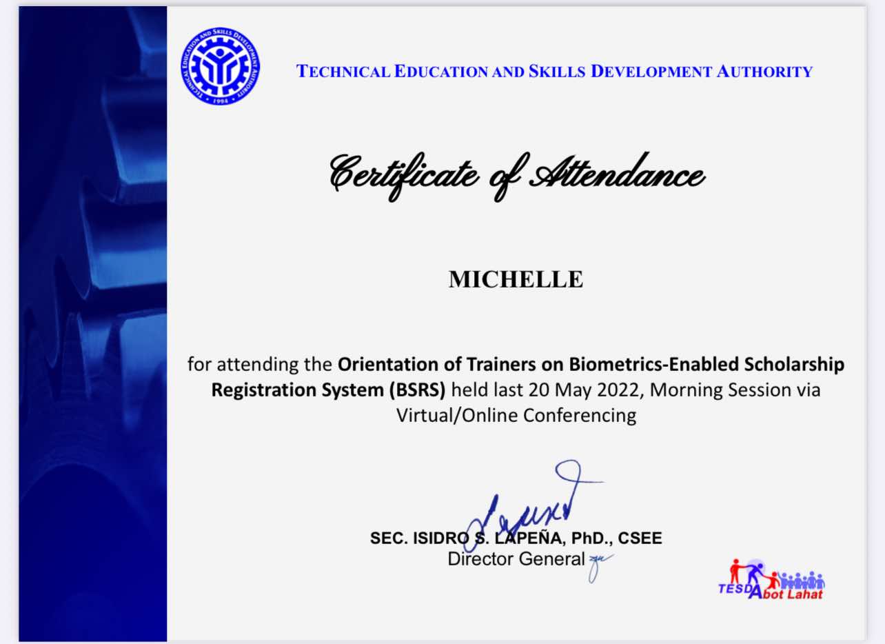 TESDA BSRS Trainers