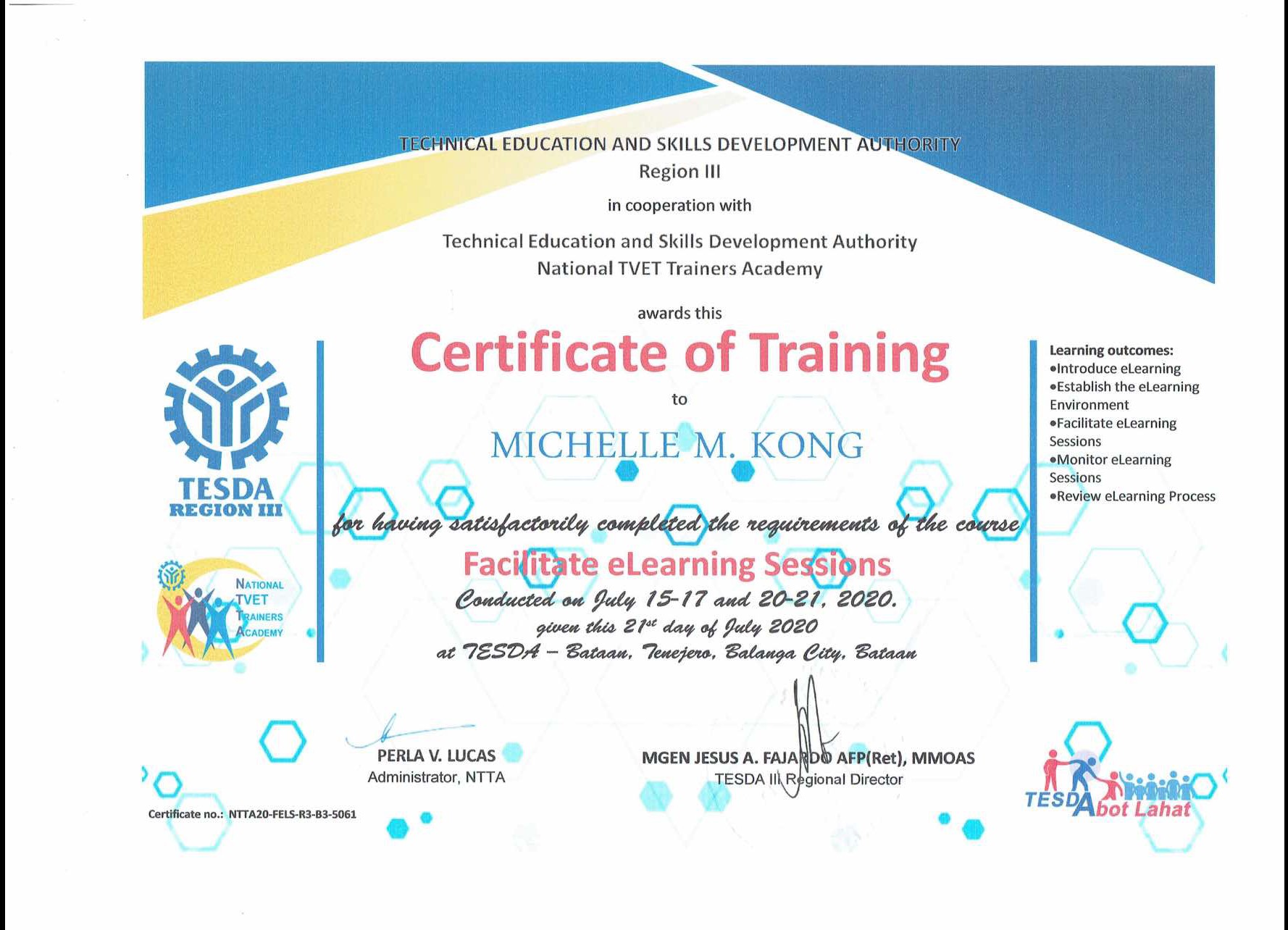 FELS TESDA TRAINING