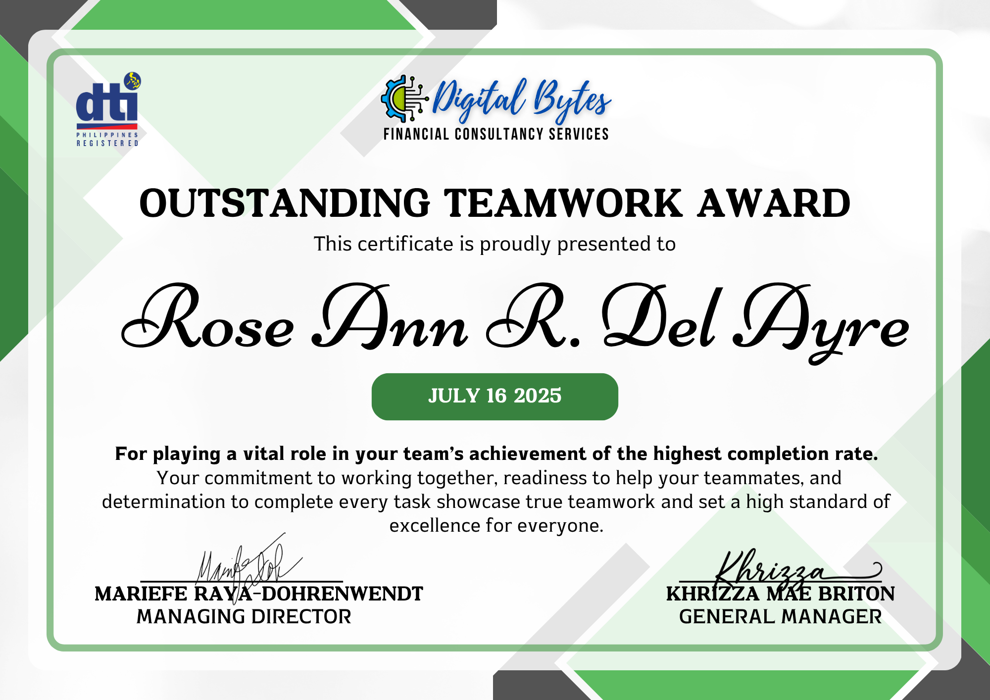 Teamwork Award