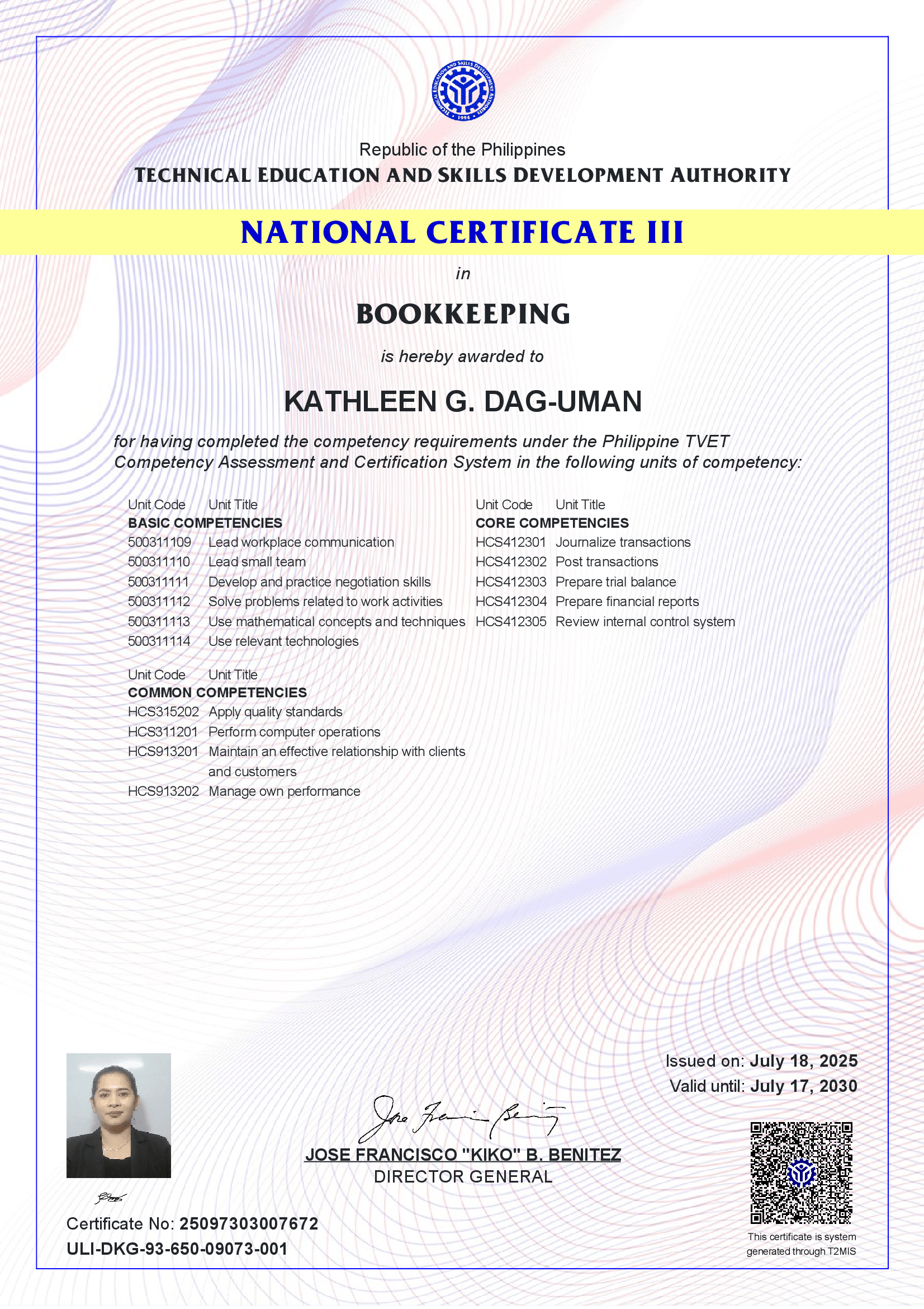 Bookkeeping NC III Tesda
