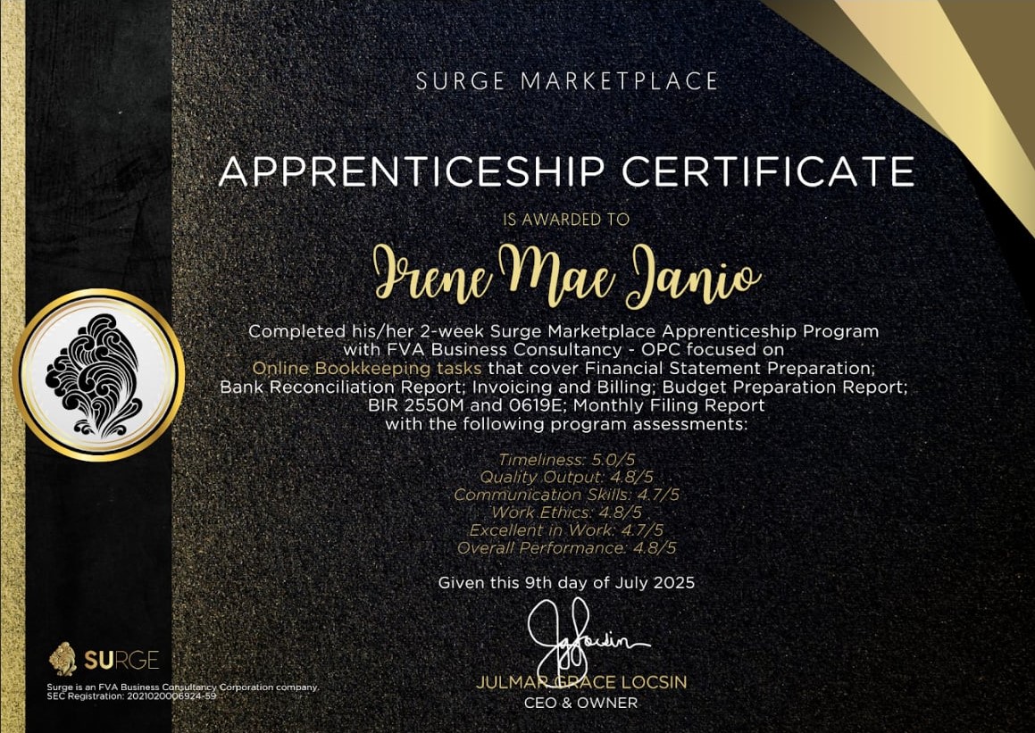 Online Bookkeeping Apprenticeship Certificate