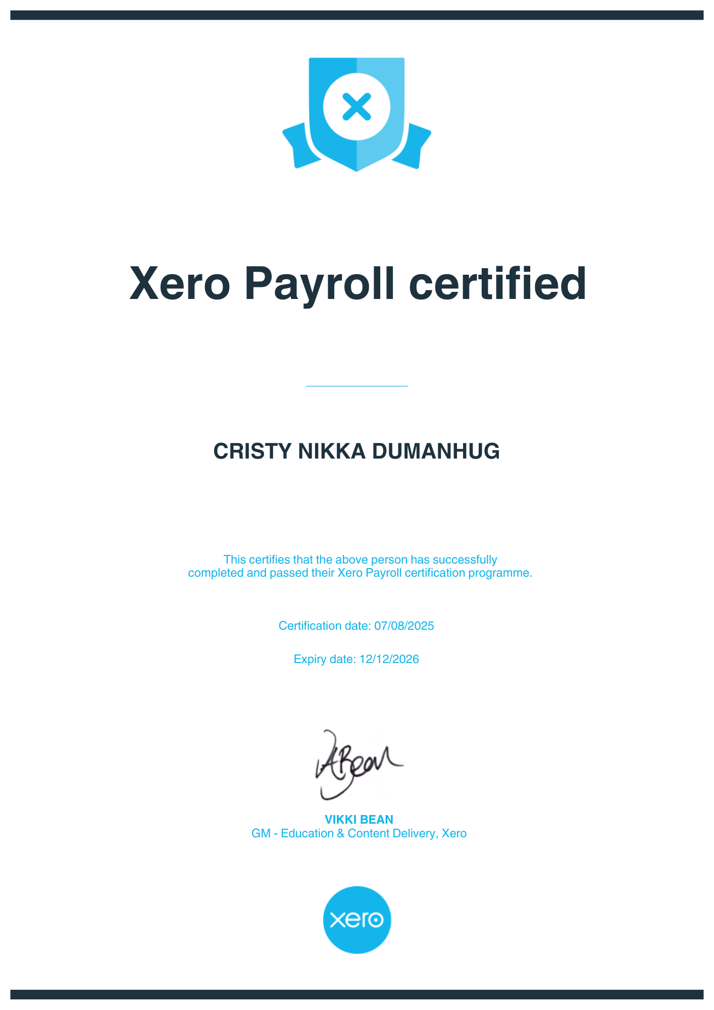 Officially certified in Xero accounting software!