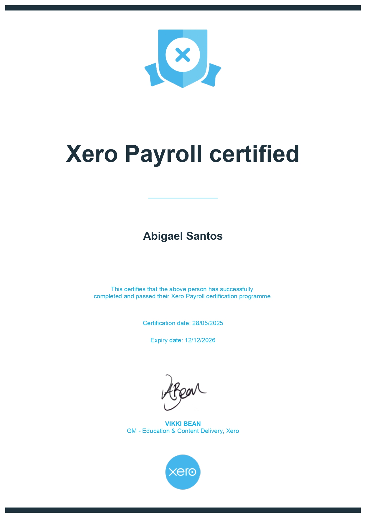 Xero Payroll Certificate