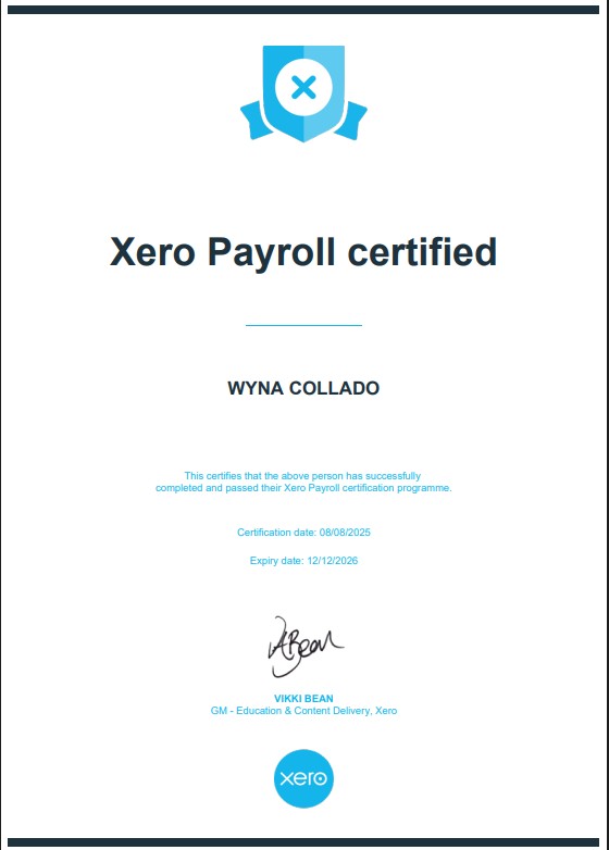 Xero PAyroll Certified