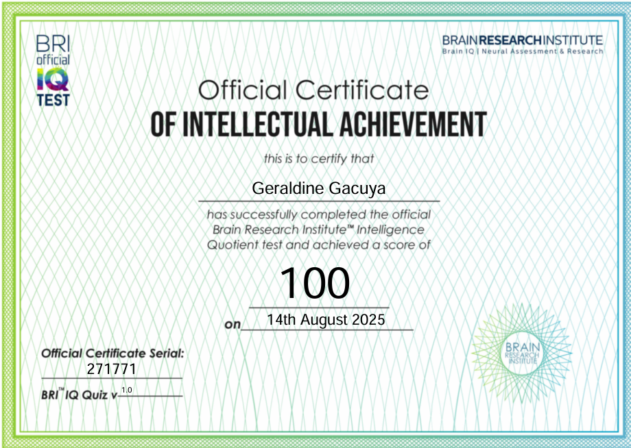 IQ Test Certificate
