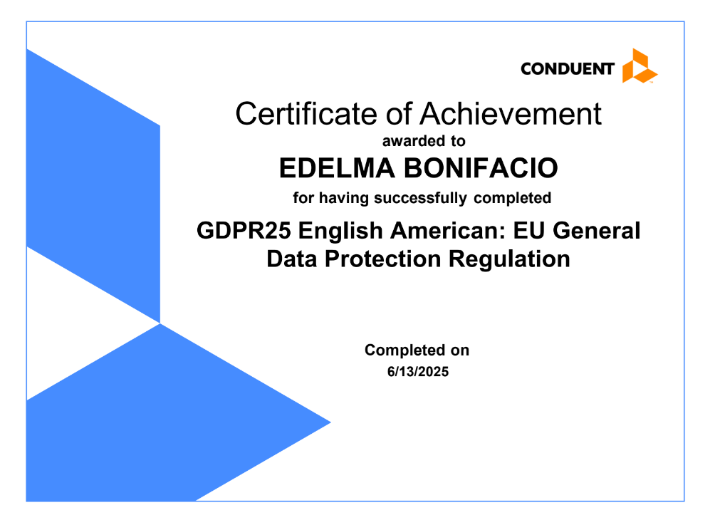 GDPR25 Certificate