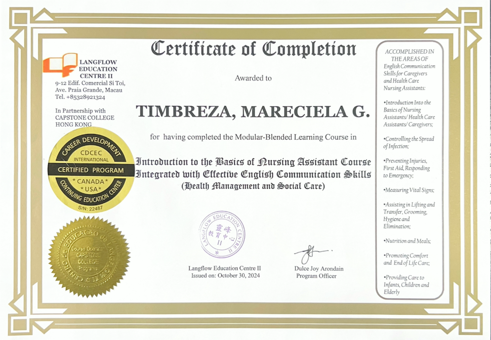 Certificate in Certified Nursing Assistant (CNA)