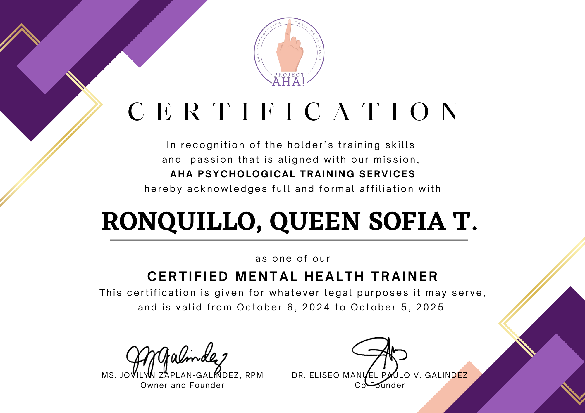 Certified Mental Health Trainer