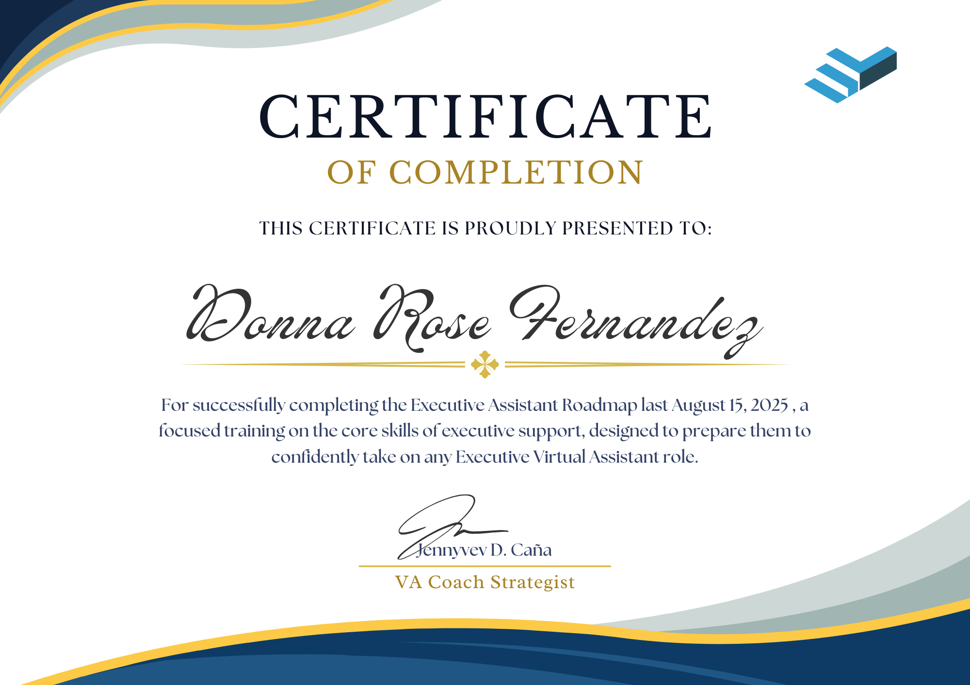 Executive Virtual Assistant Training Certificate