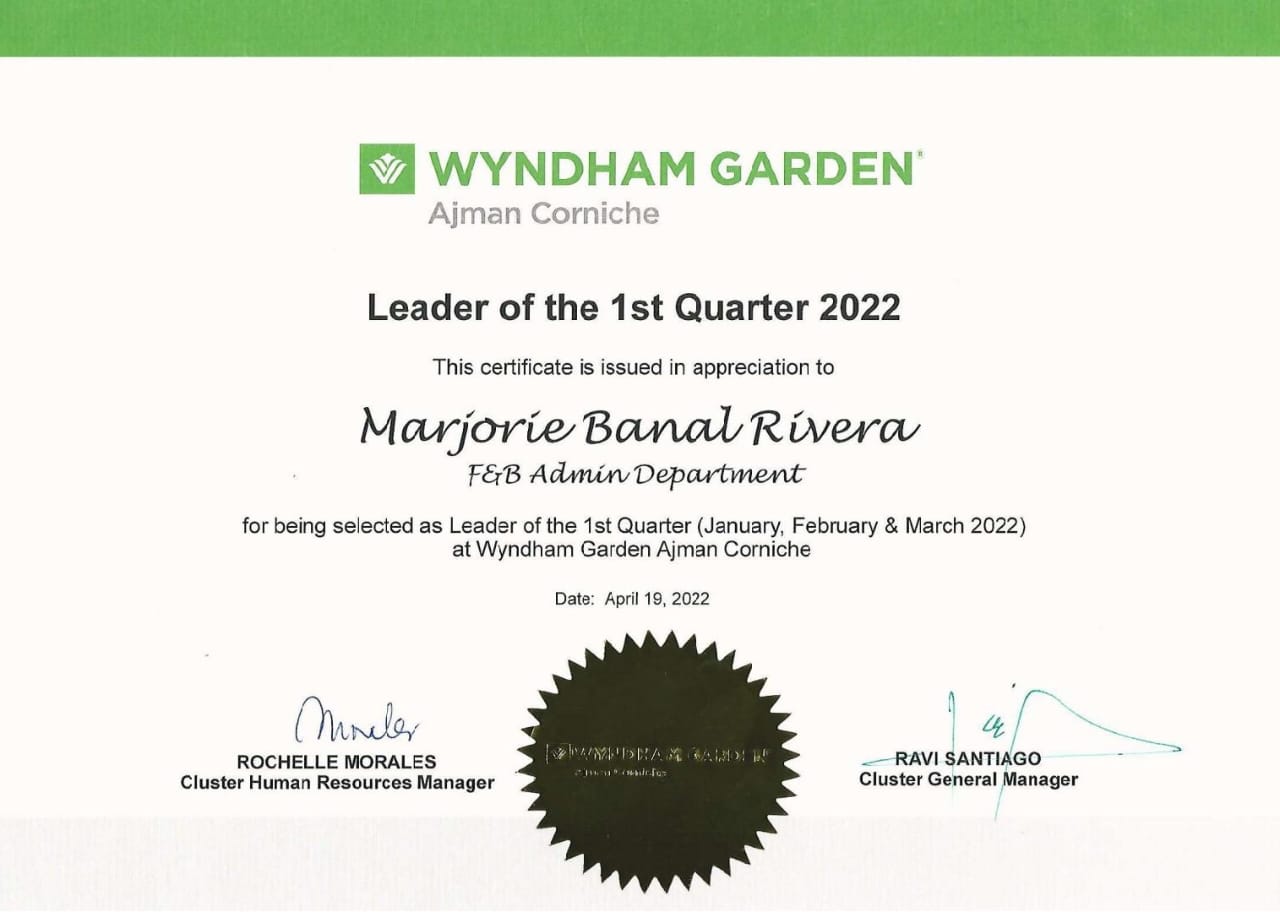 Certificates of Appreciation