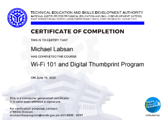 WIFI 101 and DIGITAL THUNBPRINT PROGRAM