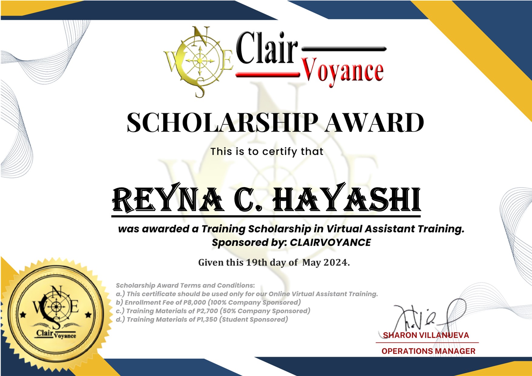 General Virtual Assistant Scholarship Award