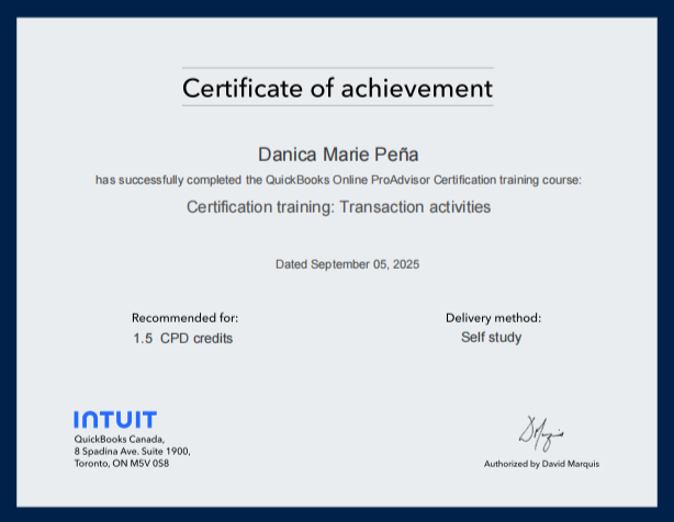 Quickbooks Transaction Activities