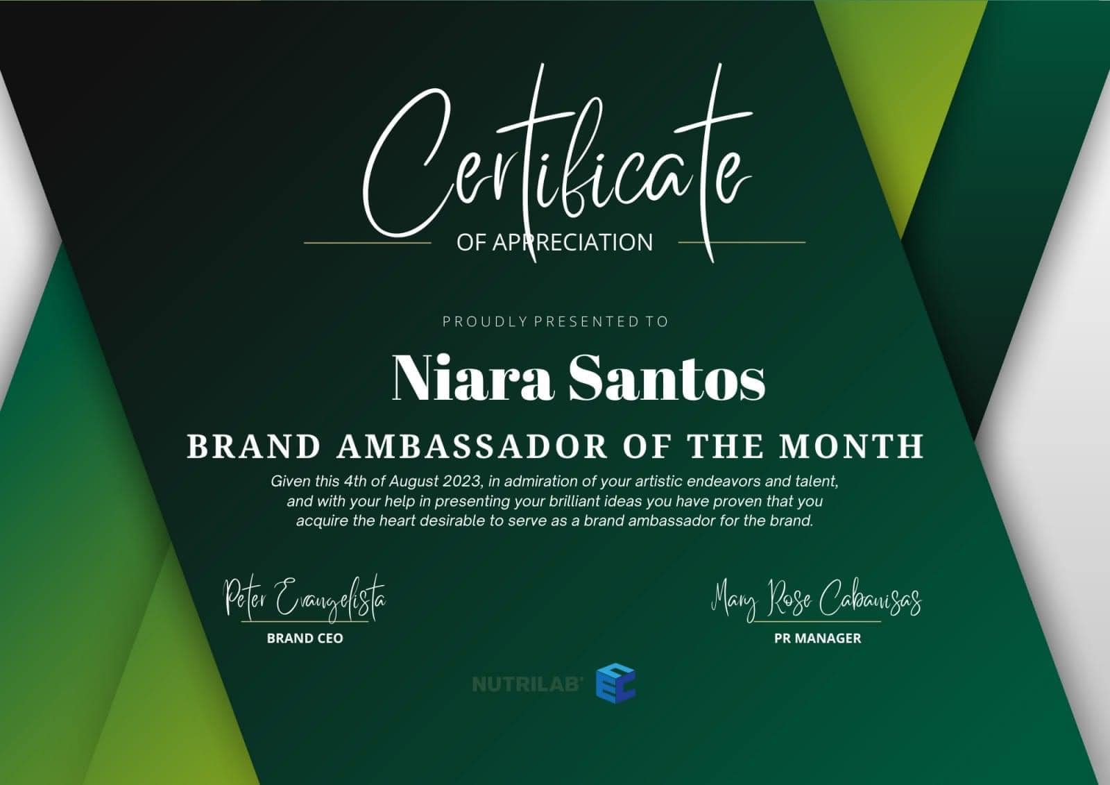 BRAND AMBASSADOR OF THE MONTH